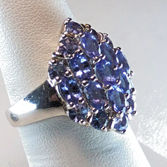 QVC Vintage Sterling 925 SGF Thailand Lab-Created Tanzanite Cocktail Ring S6.75