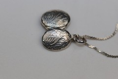 Engraved Locket Pendant Necklace Sterling Silver
