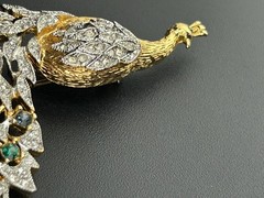 Designer (Panetta?) Signed Pave Rhinestone Peacock Brooch