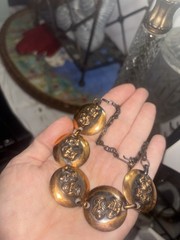50’s MCM Copper Necklace Choker Comedy Tragedy Mask Mid Cent UNIQUE RARE!! 17.4”
