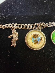 Hoffman Sterling Bracelet w 7 charm Statue liberty NY worlds fair washington DC