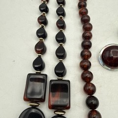 Vintage MCM Mixed Jewelry Lot Necklace, Clip on Earrings – Brown