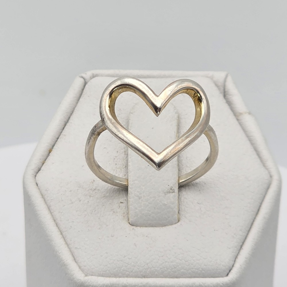 Vintage CN Open Heart Ring Solid 925 Sterling Silver Size 6.5 FREE $HIPPING!!