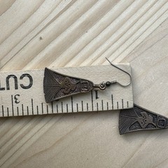 VTG Waldeck Johnson Dangle Earrings 2 Inch Bell Shape Southwestern Style Copper