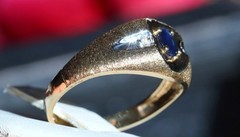 10k yellow gold 0.30ctw natural diamond ring sapphire sz 10 heated 2.63g Romance