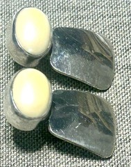 Modernist Signed Sterling And Faux Pearl Drop Post Earrings Taxco Mexico 13 G