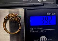 VTG Designer Lind 14K Gold Plate H.G.E. 5 Birthstones Ring Gemstones – Size 7