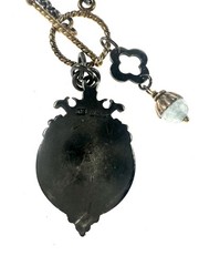 Handmade Charm Necklace Vintage Oxidized Sterling FOB Shield Pendant & Chain