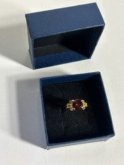 Vintage Red Cubic Zirconia Ring Gold Plated Womens Size 6.5