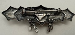 Vintage Top Shelf Art Deco Style Bar Brooch Pin Antiqued Silver NOS