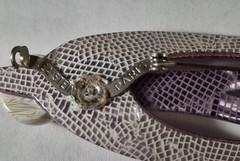 Lea Stein Paris France Fused Plastics Swallow Bird Pin Brooch Lilac Purple