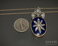 Victorian-inspired 19k Yellow Gold Sterling Rose Cut Diamond Necklace p23996