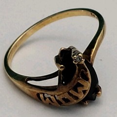 10K Yellow Gold Mom Ring Tourmaline & Diamond Size 5.5 – 16.5mm – 1.8 Grams