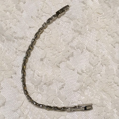 Vintage Anne Kein Chain Bracelet Silver Tone Rhinestone Accents Fold over