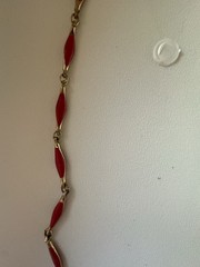 Vintage Gold Tone And Pink Enamel Double Sided Necklace 22”