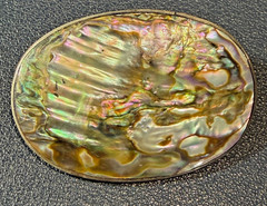Vintage Mexico Sterling Silver Abalone Shell Oval Brooch Eagle Mark