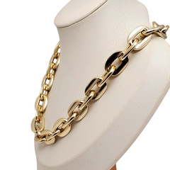 West Germany Chunky Necklace Pale Gold Tone Link Chain Statement Choker Collar