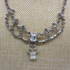 Vintage Rhinestone Necklace Swag Drape Dangle Choker 15 Inch