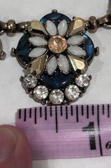 Vintage Costume Jewelry Necklace & Earring Set, Faux Fire Opal Onyx Rhinestone