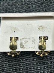 VTG West Germany Orange and Brown Porphyry Glass Rhinestone and Pearl Earrings