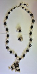 Vintage Tassel Necklace & Earrings Molded Plastic Beads Statement Retro Chunky