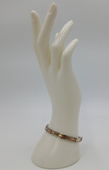 925 KI Two Tone Bar Link Bracelet 7in Unisex Sterling Silver 15g Vermeil Italy