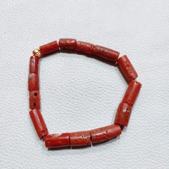 Vintage Red Coral Bracelet Natural Coral Stretchable Handmade Gemstone Jewelry