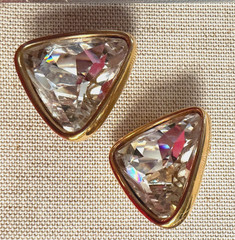 5 Pair Signed & Unsigned Gold & Rhinestone Earrings, Bauble Bar, Marvella, SAL