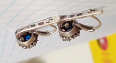 Vintage Earrings White blue stone stones Sterling Silver 925 test Women Jewelry