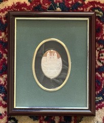 Vintage Carved Italian Shell Souvenir Cameo – The Spanish Steps, Rome – Framed