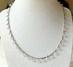 LOVELY Sterling Silver Faceted Sapphire Crystal Briolette Necklace