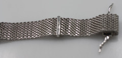 925 Sterling Silver Rhodium-plated Mesh CZ Heart station 6.75in Bracelet FAS