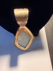 Vintage Sterling Silver Pendant with Faceted Light Blue Stone #24