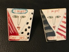 1970s-1980s FRED BABB Ear Mights Ceramic Pop Art Earrings
