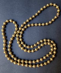 Vtg BRASS BEAD METAL 10mm Ball Necklace Chunky 29″ GoldTone Boho Decor Statement