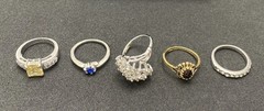 ✨Lot Of 5 Vintage To Now Beautiful Gemstone Estate Rings, All Size 7.5✨