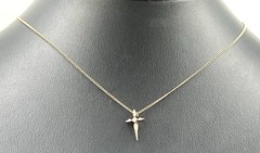 Vintage 14K Gold Filled Cross CZ Pendant Charm with 18” Long Chain Necklace