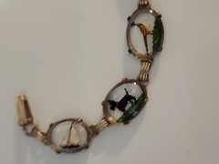 HORSES & MORE INTAGLIO REVERSE PAINT ANTIQUE BRACELET 7 INCHES