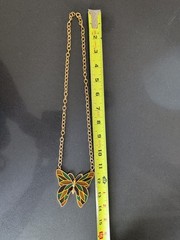 Vtg Stained Glass Style Butterfly Statement Necklace Signed Celebrity R157