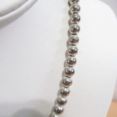 Silver Tone BB Ball Beaded On Chain Necklace Vintage Korea
