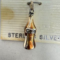 Jezlaine Sterling Silver Cola Bottle Charm Vintage Enamel Soda Pop Pendant