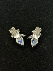 Verified Juliana D&E Blue Diamond Shape Striped Art Glass Brooch / Earrings Set
