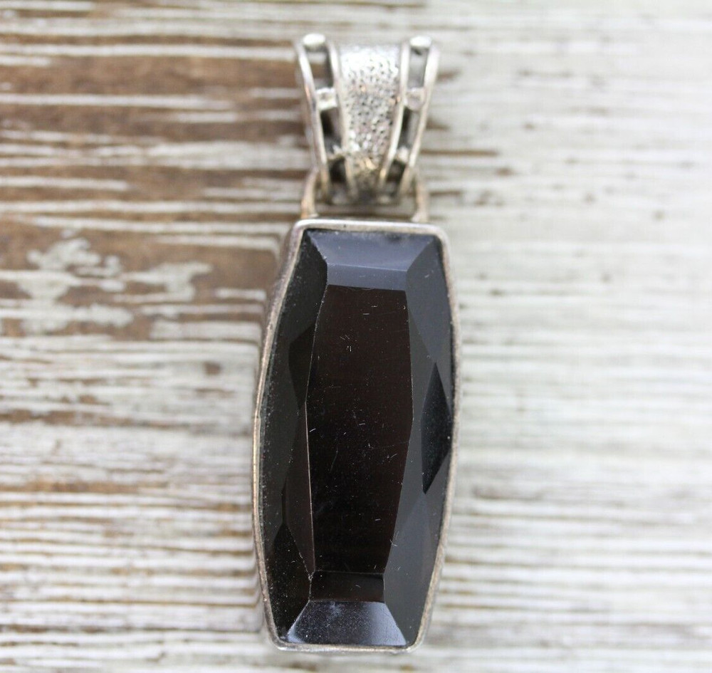 VINTAGE SMOKEY QUARTZ STERLING SILVER PENDANT 925 GEMSTONE NATURAL STONE RETRO