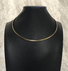 Vintage Omega Chain Necklace Gold Tone Collar Fold over Clasp Minimalist Elegant