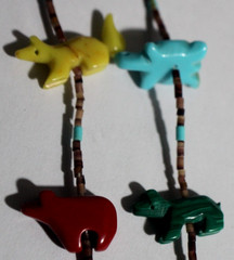 Vintage Carved Stones Multi Color Animals Necklace
