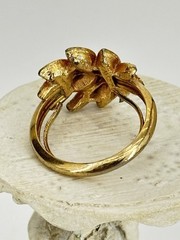 Vintage 1974 Avon Uranium Glass Green Leaf Ring Size 7 Adjustable
