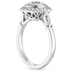 Art Deco Style 2.5Ct Round Lab Created Diamond 14K White Gold FN Engagement Ring