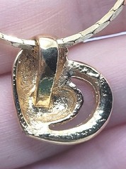 Vintage Gold Tone Necklace Chain Heart Rhinestone Pedant 29in.