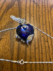 Blue Heart of the Ocean Titanic Necklace 925 Chain Stunning 12in Chain Valentine