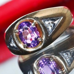 10k yellow gold ring 1.12ct amethyst diamond size 9.25 handmade 3.85gr N3112D